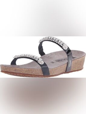 Mephisto IVANA Black with Rhinestones Slide Sandals